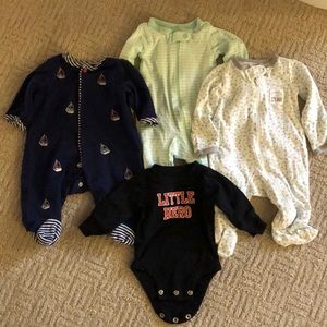 NB Footed Outfits Lot of 3 + Long Sleeved Onesie